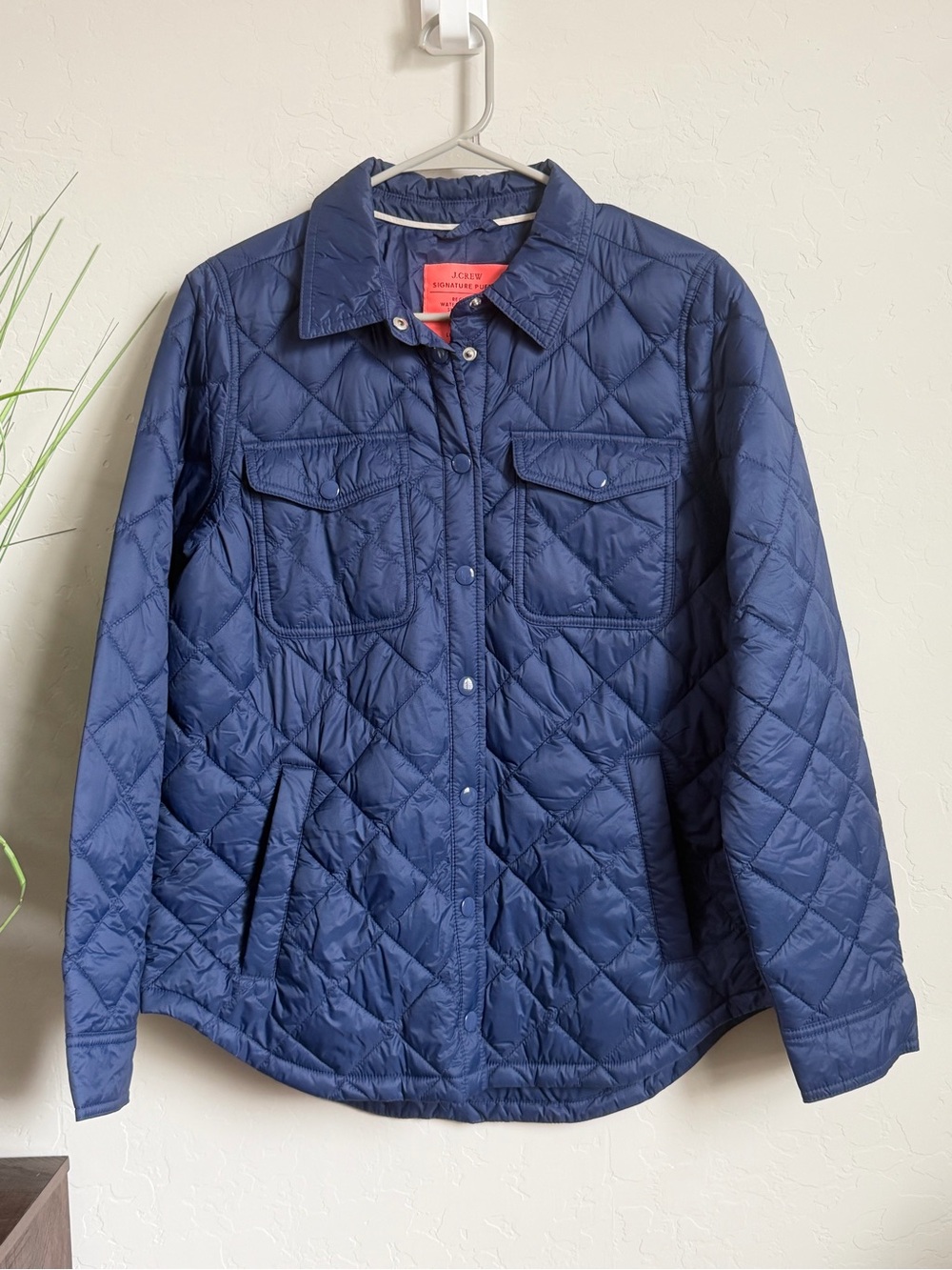 J.Crew Signature Puffer Quilted Shirt Jacket Navy PrimaLoft Women’s Small